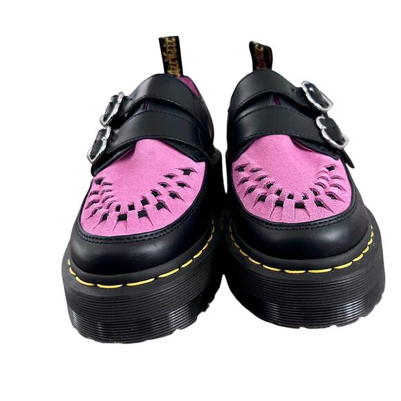 Dr. Martens  Lazy Oaf Platform Pink Black Buckle Creeper collab Leather SZ 6/7 - Picture 4 of 12